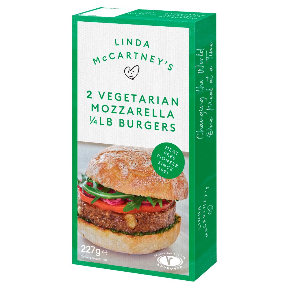 Linda McCartney's 2 Vegetarian Quarter Pounder Mozzarella Burger 227g