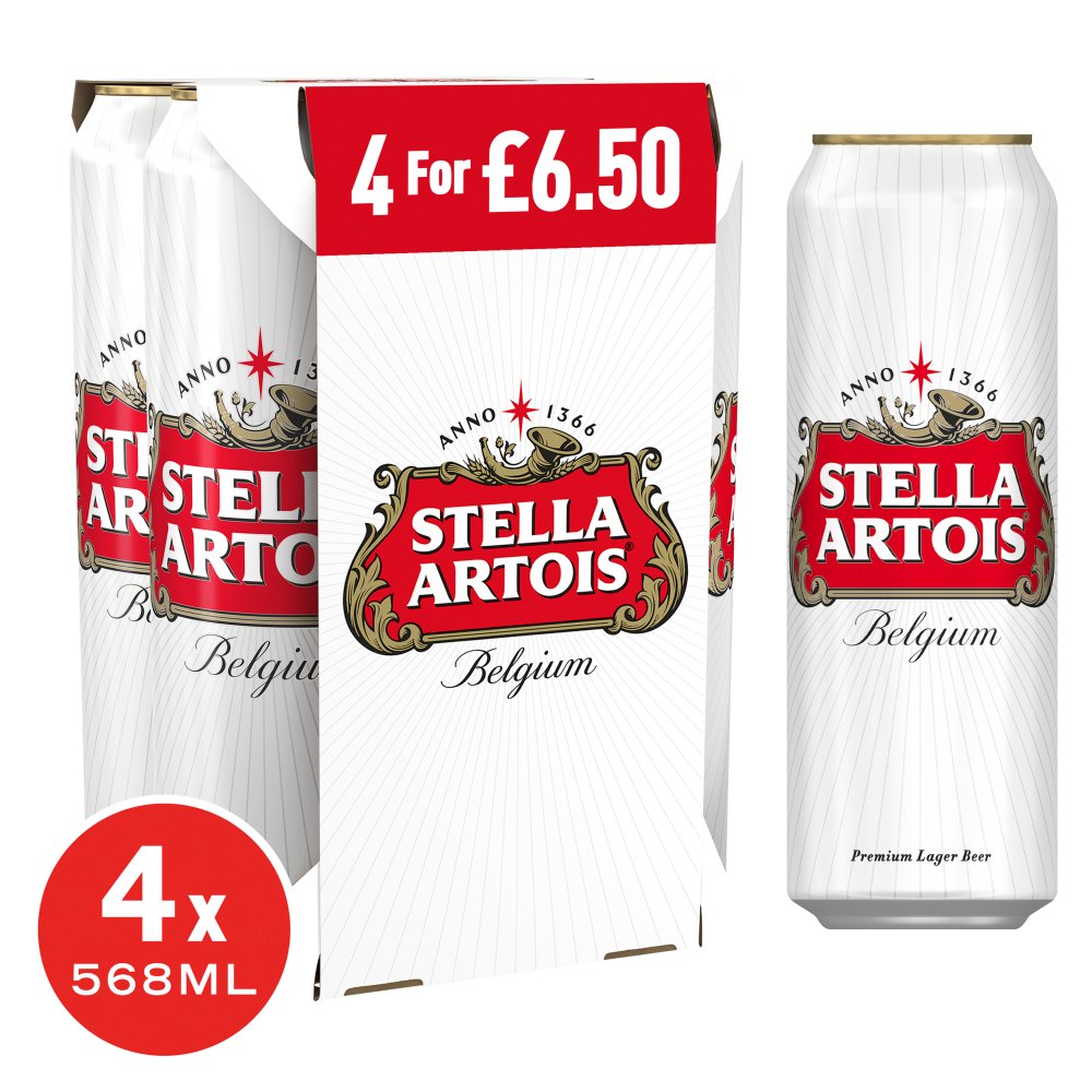 Stella Artois Belgium Premium Lager 4 x 568ml | BB Foodservice