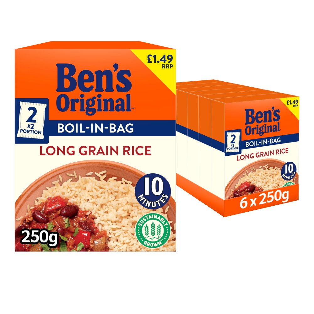 Bens Original Boil In Bag PMP £1.49 Long Grain Rice 2 x 125g