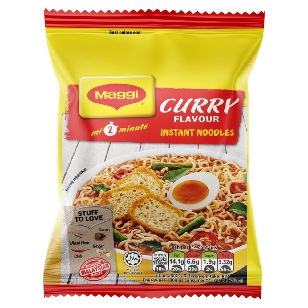 Maggi 2 Minute Authentic Malaysian Curry Flavour Instant Noodles 79g