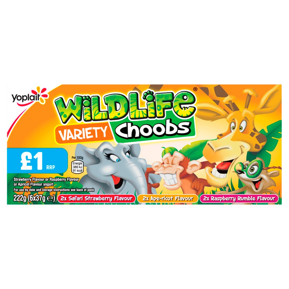 Wildlife Choobs Strawberry, Raspberry and Apricot Flavour Yogurt Tubes 6 x 37g