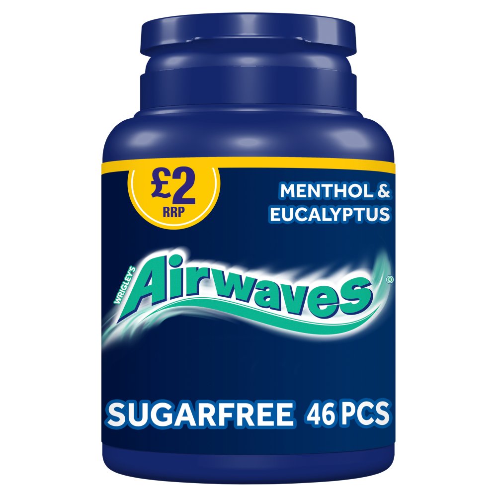 Airwaves Menthol & Eucalyptus Sugar Free Chewing Gum £2 PMP Bottle 46 Pieces
