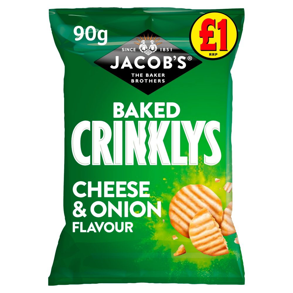 Jacob's Baked Crinklys Cheese & Onion Snacks 90g £1 PMP