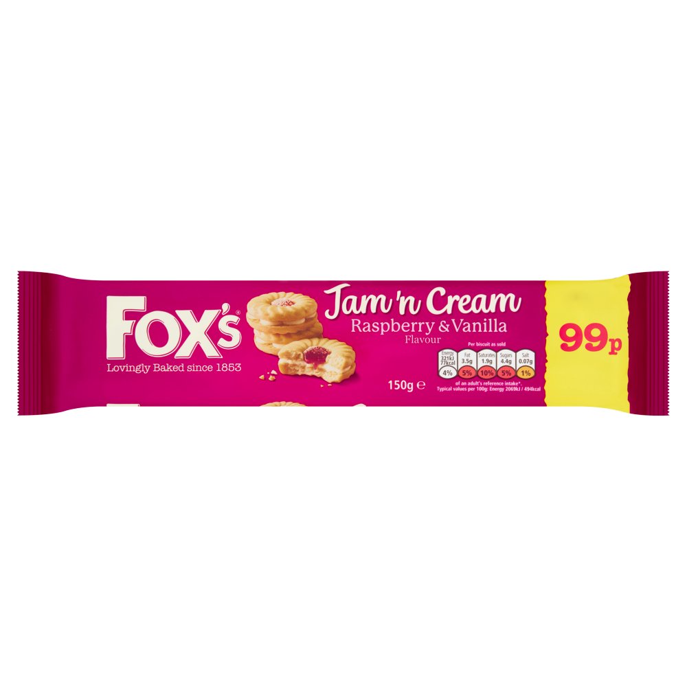 FOX's Jam'n Cream Raspberry & Vanilla Flavour 150g