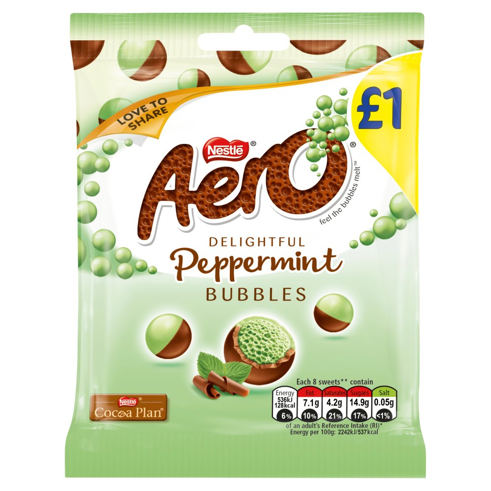 Aero Bubbles Peppermint Mint Chocolate Sharing Bag 80g PMP £1