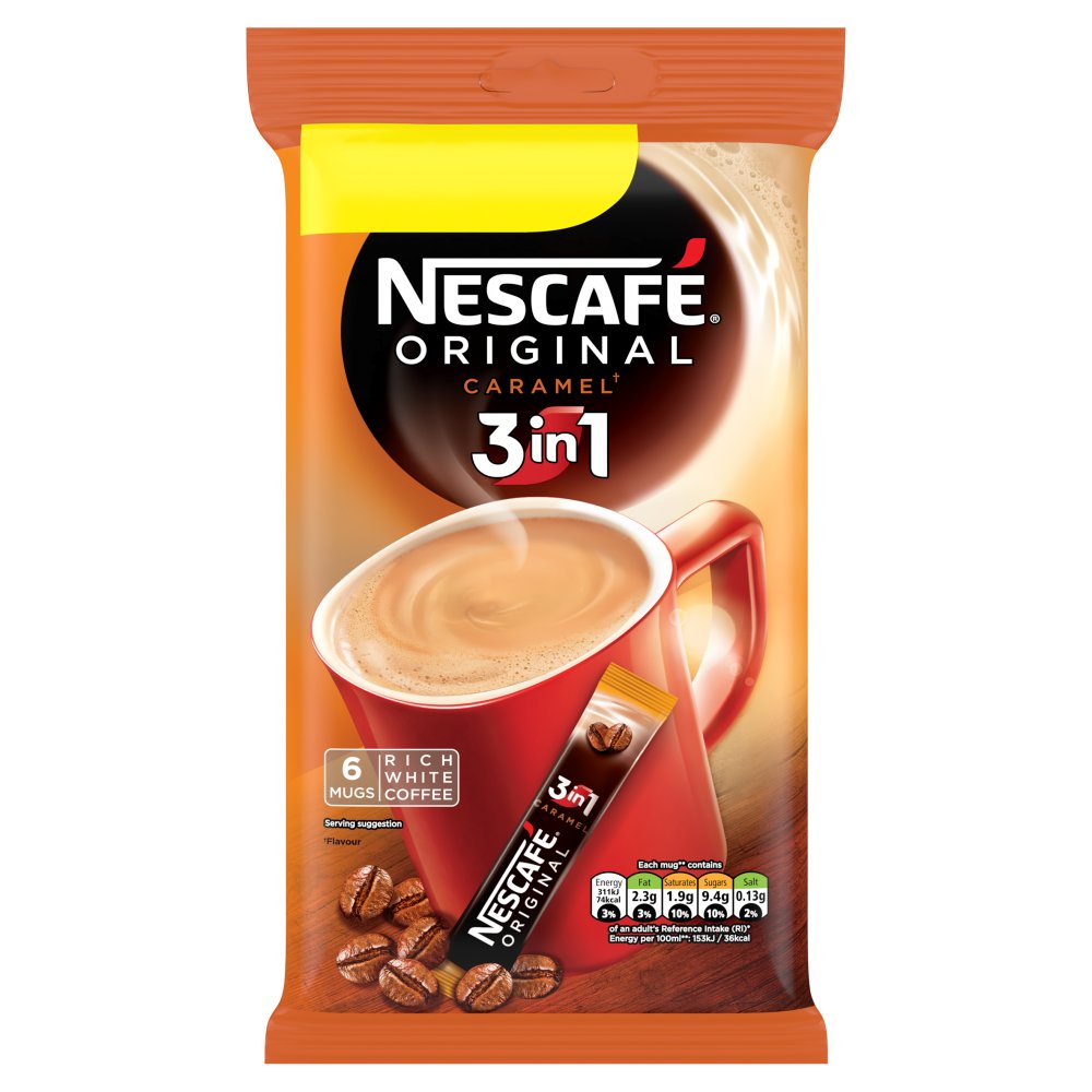 NESCAFÉ Original 3in1 Caramel Instant Coffee, 6 Sachets x 17g | Bestway