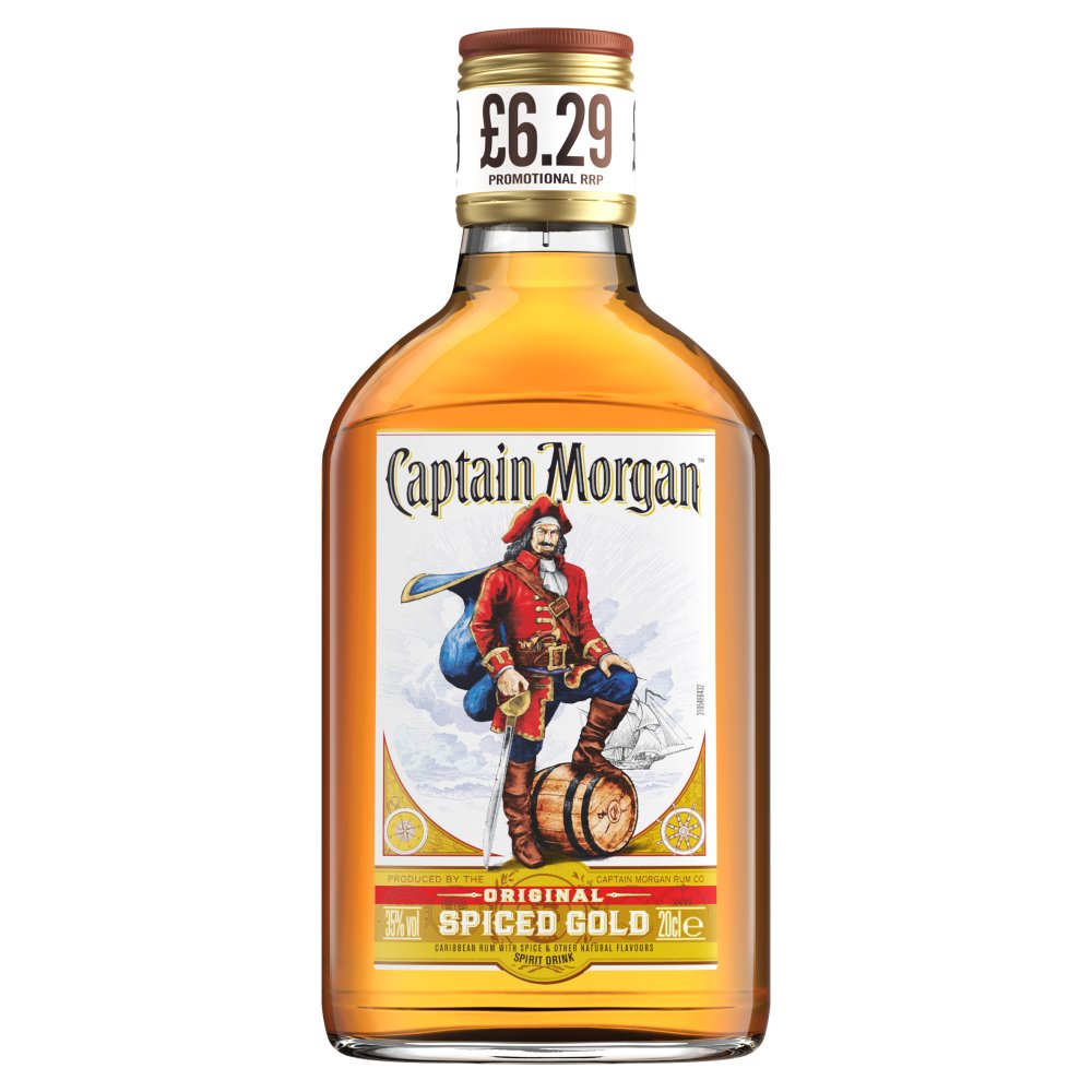 Captain Morgan Original Spiced Gold Rum Based Spirit Drink 35% vol 20cl  £6.29 PMP 08x06 | Bestway Wholesale