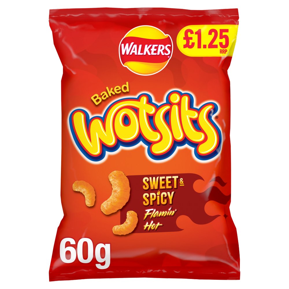 Walkers Wotsits Flamin' Hot Snacks Crisps £1.25 RRP PMP 60g