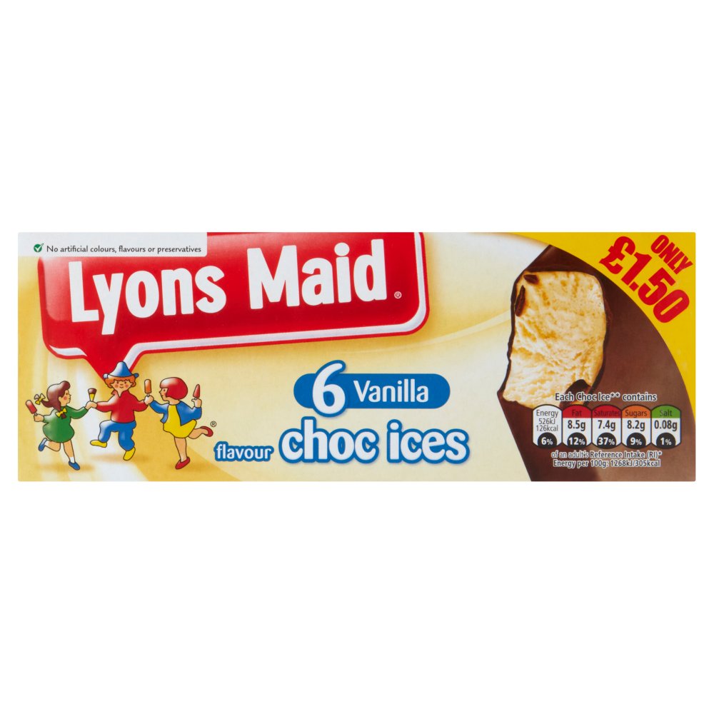 Lyons Maid Vanilla Favour Choc Ices 6 x 70ml