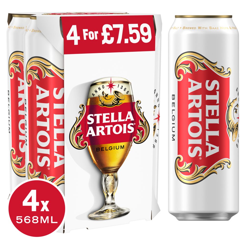 Stella Artois Belgium Premium Lager Beer 4 x 568ml