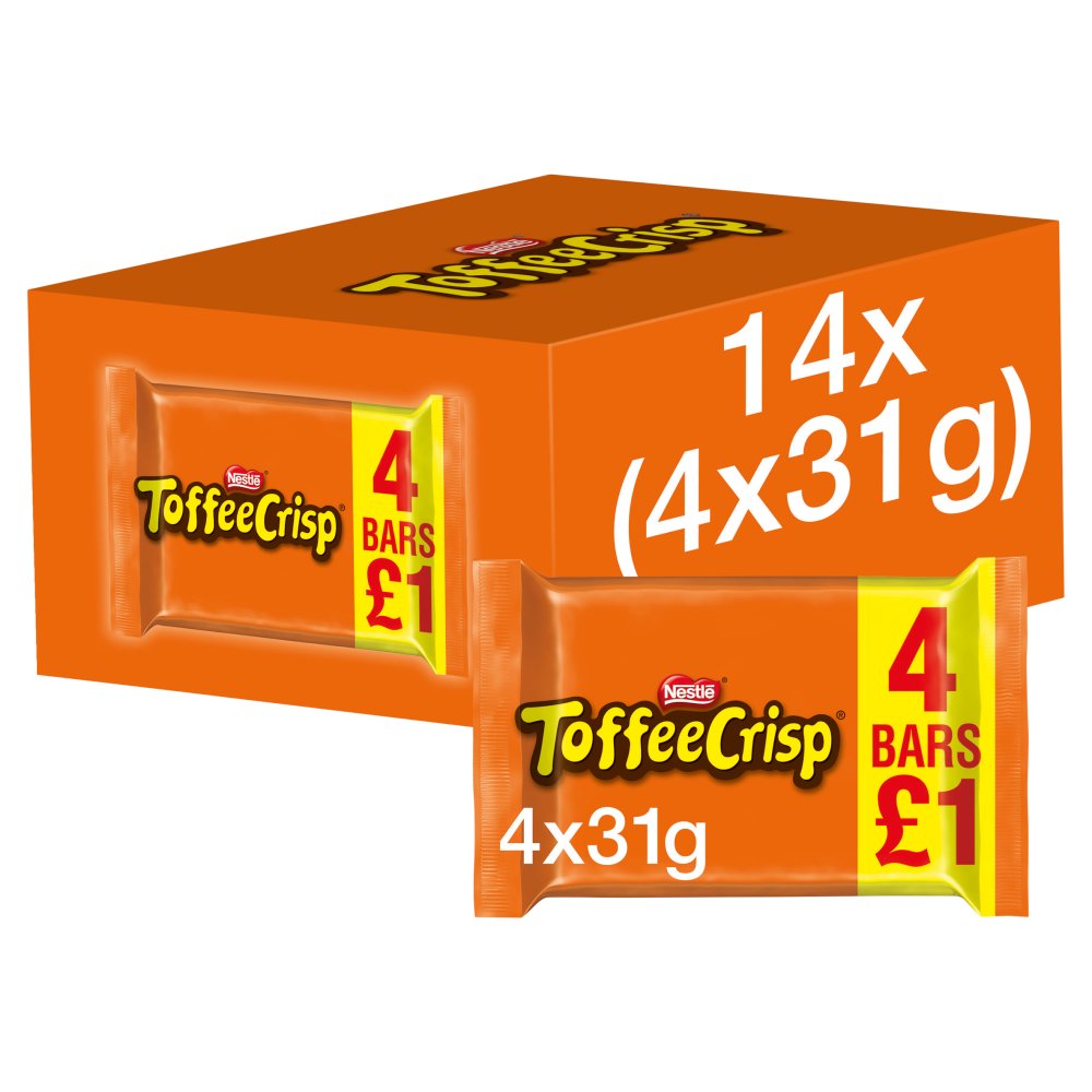 Toffee Crisp Milk Chocolate Bar Multipack 31g 4 Pack PMP £1