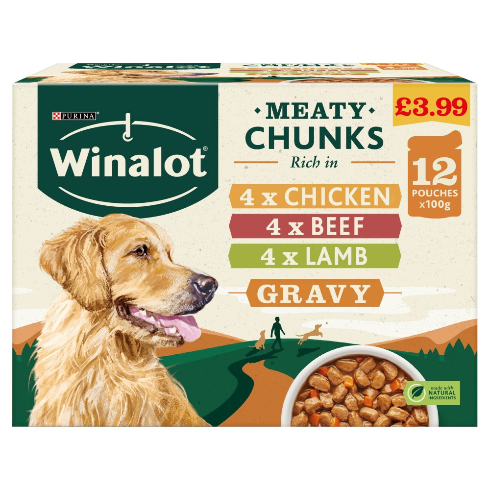 WINALOT Dog Food Pouches Mixed in Gravy 12 x 100g