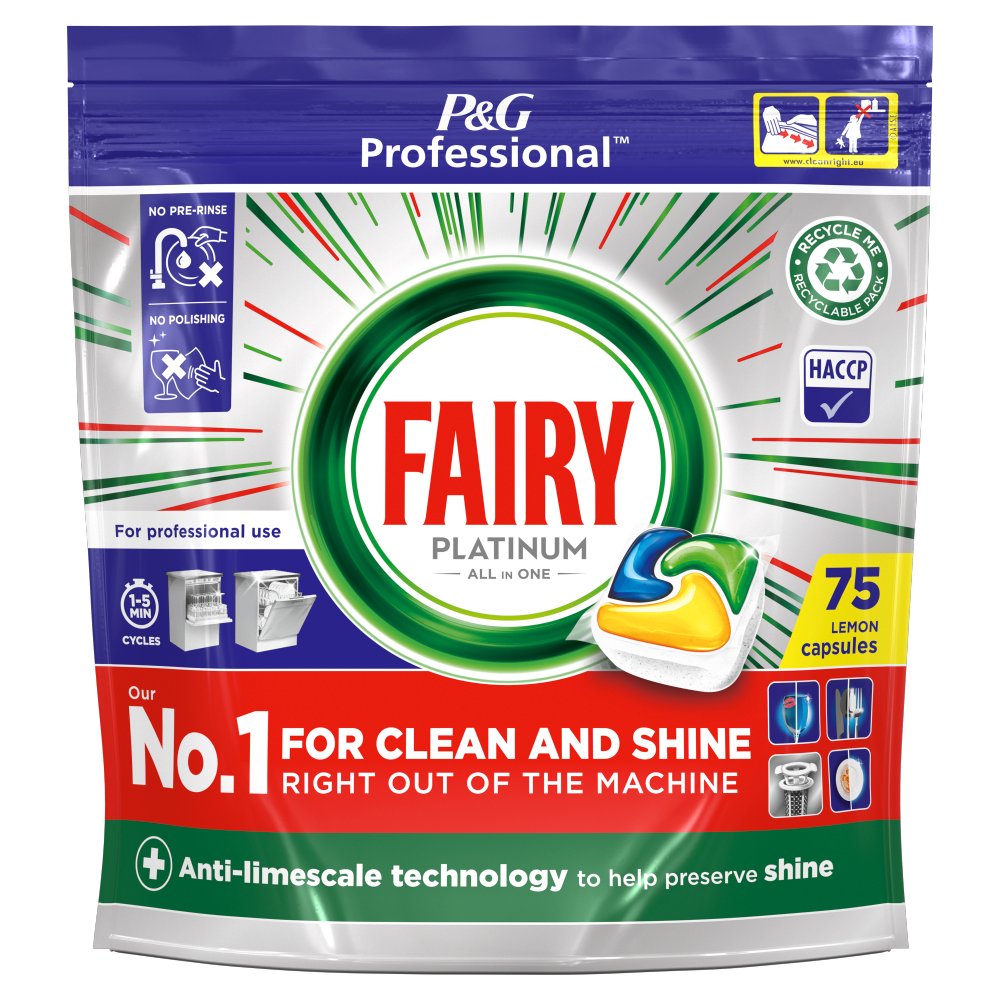 Fairy PGP Platinum Dishwasher Tablets Lemon 75 capsules