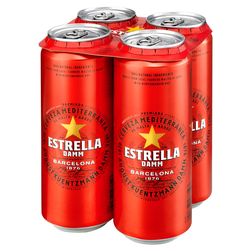 Estrella Damm 4 x 500ml Can | Bestway Wholesale