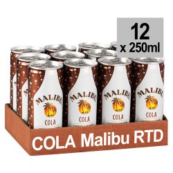 Malibu Coconut Rum & Cola Mixed Drink 12 x 250ml