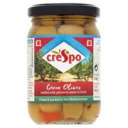 Crespo Green Olives Stuffed with Pimiento Paste in Brine 198g