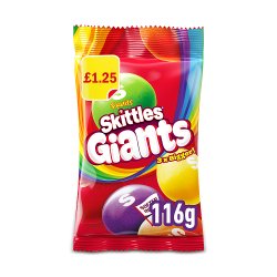 Skittles Giants Vegan Chewy Sweets Fruit Flavoured Treat Bag £1.25 PMP 116g