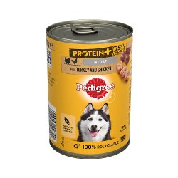 Pedigree Can Adult Dog Wet Protein + Chunks in Loaf Turkey and Chicken 400g