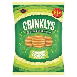 Jacob's Crinklys Cheese & Onion Snacks 90g PMP £1.25