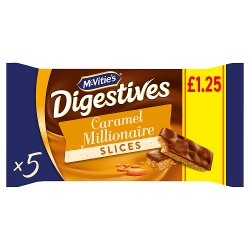 McVitie's Milk Chocolate Caramel Millionaire Biscuit Slices Snack Bars 5pk PMP £1.25