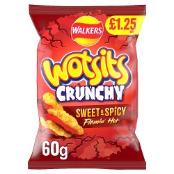 Walkers Wotsits Crunchy Flamin' Hot Snacks Crisps £1.25 RRP PMP 60g