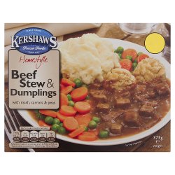 Kershaws Homestyle Beef Stew & Dumplings with Mash, Carrots & Peas 375g