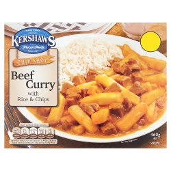 Kershaws Chip Shop Beef Curry with Rice & Chips 460g