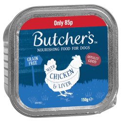 Butcher's Chicken & Liver Dog Food Tray 150g 85p