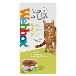 Webbox Lick-e-Lix with Liver Sausage & Cat Grass Tasty Yoghurty Treats 5 x 15g