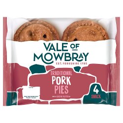 Vale of Mowbray 4 Traditional Snack Pork Pies