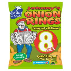 Golden Cross Johnny's Onion Rings Onion Flavour Maize Snacks 8 x 12g