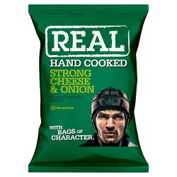 Real Hand Cooked Strong Cheese & Onion Flavour Potato Crisps 35g