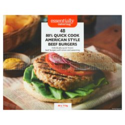Essentially Catering 80% Quick Cook American Style Beef Burgers 48 x 113g (5.42kg)