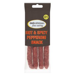 Delicatessen Fine Eating Hot & Spicy Pepperoni Snack 90g