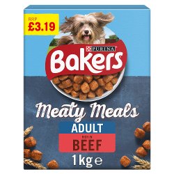 BAKERS Meaty Meals Adult Beef Dry Dog Food 1kg PMP