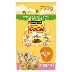 GO-CAT Kitten Chicken, Turkey and Milk Dry Cat Food 750g