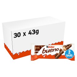 Kinder Bueno Hazelnut & Milk Chocolate Wafer Biscuit Snack Bar 43g