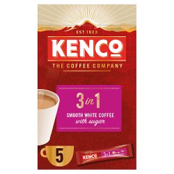 Kenco 3 in 1 Smooth White Instant Coffee with Sugar Sachets 5x20g (100g)