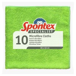Spontex Specialist 10 Microfibre Cloths, 38 x 40cm Cleaning Cloths