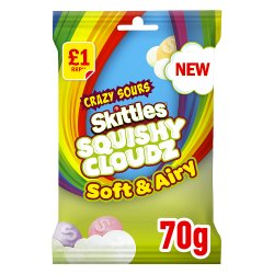 Skittles Squishy Cloudz Crazy Sour Sweets £1 PMP Treat Bag 70g