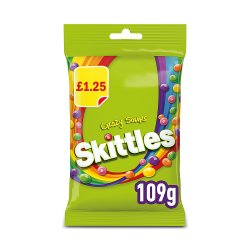 Skittles Vegan Chewy Crazy Sour Sweets Fruit Flavoured Treat Bag £1.25 PMP 109g