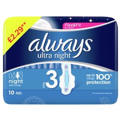 Always Ultra Sanitary Towels Day & Night (Size 3) Wings 10 Pads