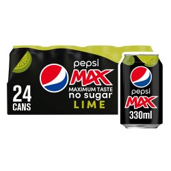 Pepsi Max Lime No Sugar Cola Can 24 x 330ml