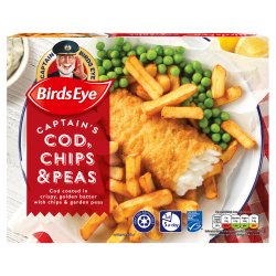 Birds Eye Battered Cod Chips & Peas Ready Meal 395g