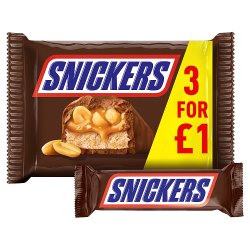 Snickers Chocolate Bars £1 PMP Multipack 3 x 41.7g