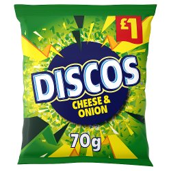 Discos Cheese & Onion Crisps 70g, £1 PMP