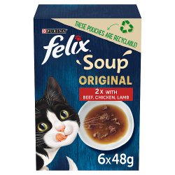 FELIX Soup Farm Selection Chicken, Beef and Lamb Wet Cat Food 6x48g