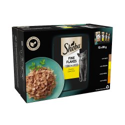 Sheba Fine Flakes Adult Cat Food Pouch Poultry Selection in Jelly 12 x 85g