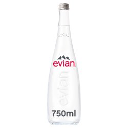 evian Still Natural Mineral Water Glass Bottle 750ml