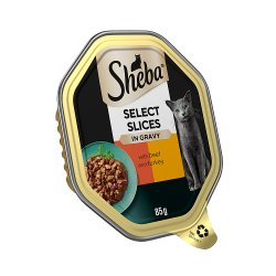 Sheba Select Slices Cat Food Tray Beef in Gravy 85g